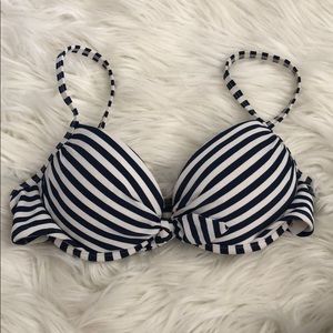Striped navy xhilaration bikini top